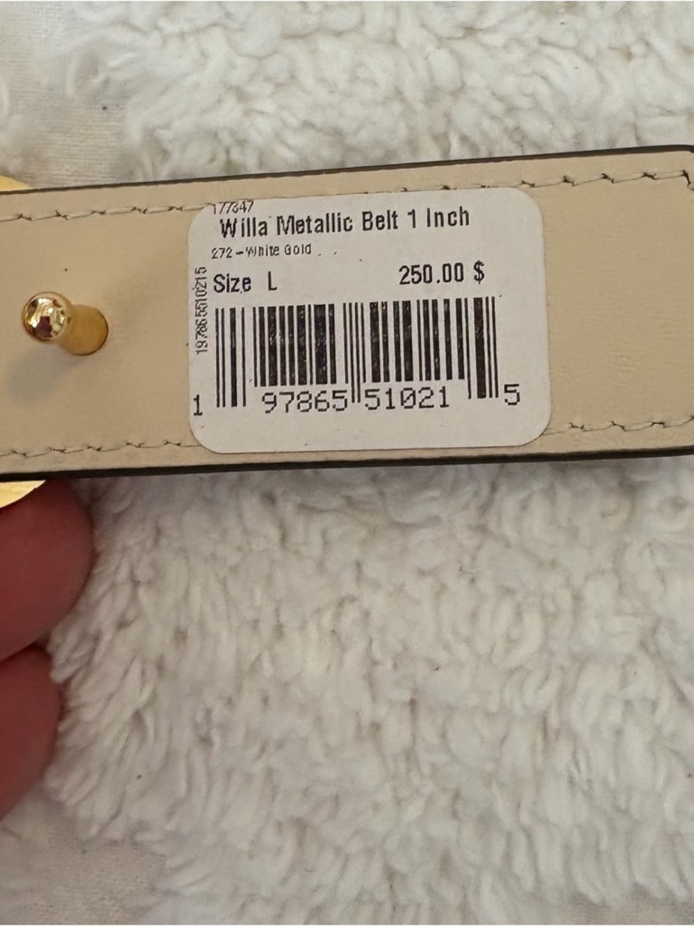 Tory Burch Reversible Platinum / Cream Leather Belt with Gold Logo-Accent - L - Picture 3 of 3
